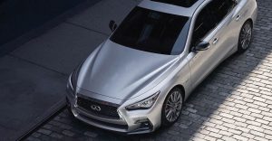 A parked 2020 silver INFINITI Q50. | INFINITI dealer in Ellisville, MO