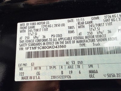 2016 Ford F-150 2WD Reg Cab 122.5" XL