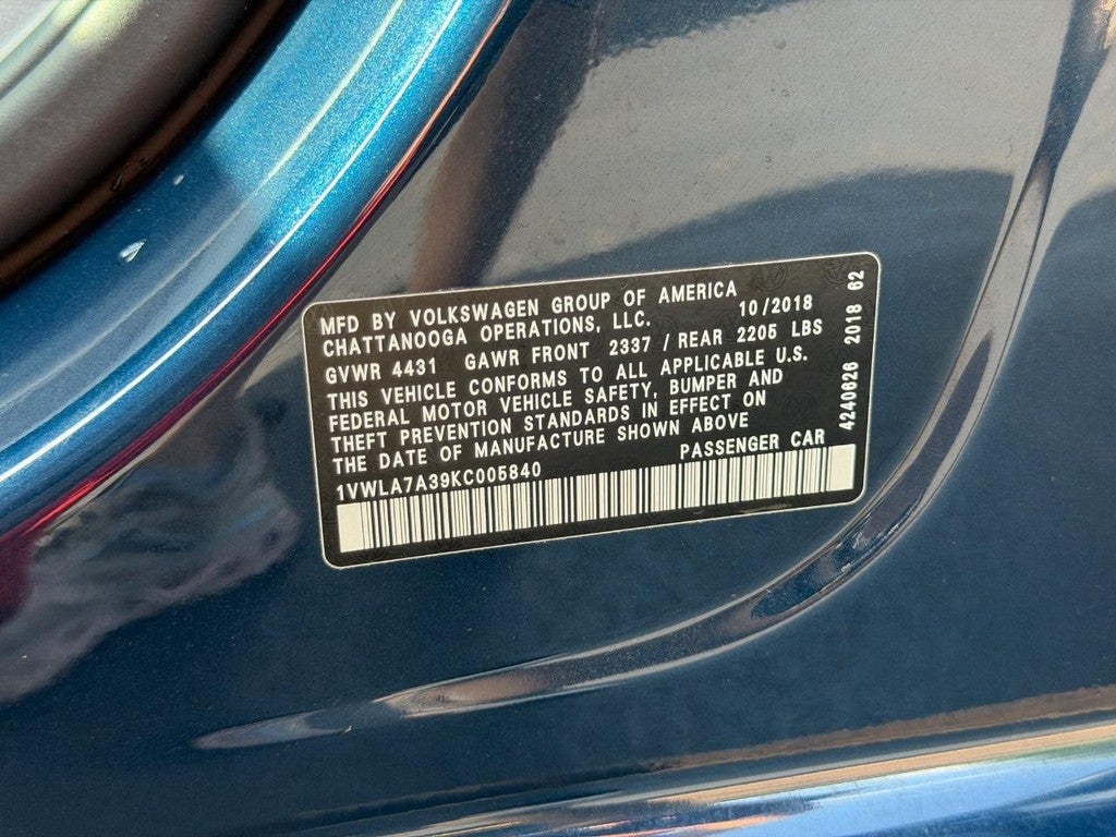 2019 Volkswagen Passat 2.0T Wolfsburg Edition Auto