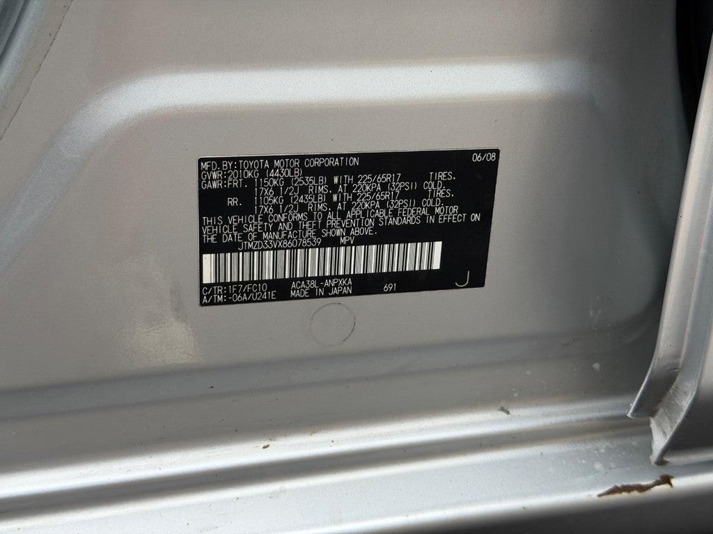 2008 Toyota RAV4 FWD 4dr 4-cyl 4-Spd AT (Natl)