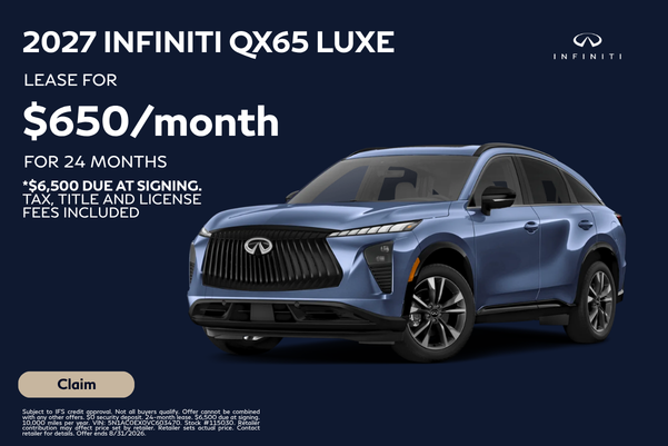 2027 INFINITI QX65 LUXE Leaes $650 