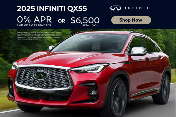 2025 INFINITI QX55 0% APR or $6,5000 Retail Cash